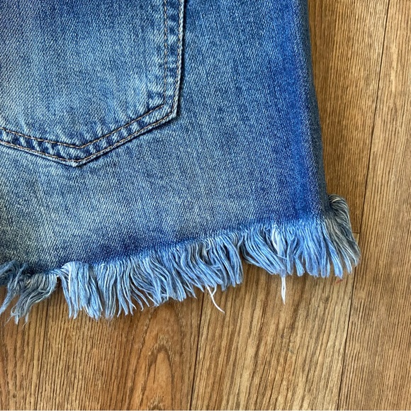 Vanilla Star Grunge Blue Jean Distressed Button Zip Shorts Size 3 - Picture 5 of 6